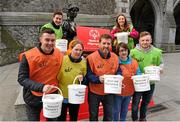 22 April 2016; 3,000 volunteers are out in force across Ireland today, Friday 22nd, trying to raise €650,000 for Special Olympics in just 24 hours. All of the funds raised go towards supporting 9,100 athletes right across Ireland. Collection locations in 250 villages, towns and cities in Ireland. Visit specialolympics.ie to donate and for more details. Pictured are, from left to right, Cian Gildea, eir employee from Blackrock, Co. Dublin, Andy Lyne, eir employee from Castleknock, Co. Dublin, Fiona Byrne, Special Olympics Ireland athlete, Matt English, CEO of Special Olympics Ireland, Nichole Redmond, Special Olympics Ireland athlete, Bernie McCormack, Special Olympics Eastern Region, Ollie Collins, eir employee from Lucan, Co. Dublin. Special Olympics Collection Day. Dublin. Picture credit: Seb Daly / SPORTSFILE