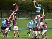 23 April 2016; Will Connors, UCD, secures a lineout over Tom Byrne, Clontarf. Ulster Bank League, Division 1A, semi-final, Clontarf v UCD. Castle Avenue, Clontarf, Co. Dublin. Picture credit: Cody Glenn / SPORTSFILE