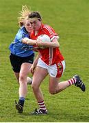 23 April 2016; Hannah Looney, Cork, is tackled by Amy Connolly, Dublin. Lidl Ladies Football National League, Division 1, semi-final, Cork v Dublin. St Brendan's Park, Birr, Co. Offaly. Picture credit: Ramsey Cardy / SPORTSFILE