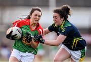 23 April 2016; Niamh Kelly, Mayo, is tackled by Aisling O'Connell, Kerry. Lidl Ladies Football National League, Division 1, semi-final, Mayo v Kerry. St Brendan's Park, Birr, Co. Offaly. Picture credit: Ramsey Cardy / SPORTSFILE