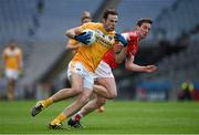 23 April 2016; Richard Johnson, Antrim, in action against Eoghan Lafferty, Louth. Allianz Football League, Division 4, Final, Louth v Antrim. Croke Park, Dublin. Picture credit: Ray McManus / SPORTSFILE