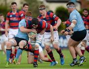 23 April 2016; Eoghan Browne, Clontarf, is tackled by Peadar Timmins, UCD. Ulster Bank League, Division 1A, semi-final, Clontarf v UCD. Castle Avenue, Clontarf, Co. Dublin. Picture credit: Cody Glenn / SPORTSFILE