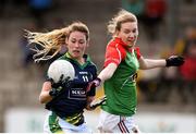 23 April 2016; Amanda Brosnan, Kerry, is tackled by Nicola O'Malley, Mayo. Lidl Ladies Football National League, Division 1, semi-final, Mayo v Kerry. St Brendan's Park, Birr, Co. Offaly. Picture credit: Ramsey Cardy / SPORTSFILE