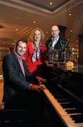 5 May 2010; Anne O’Leary, Vodafone Ireland Enterprise Director, with Armagh footballer Steven McDonnell, left, and Galway hurler Ger Farragher both winners of the Vodafone GAA Player of the Month Awards for April. Westbury Hotel, Dublin. Picture credit: Ray McManus / SPORTSFILE