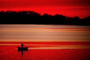 8 May 2010; A fisherman on Lough Owel, Mullingar, Co Westmeath, as the sun sets on Saturday evening. Picture credit: Ray McManus / SPORTSFILE