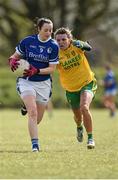 23 April 2016; Rosie Crowe, Cavan, in action against Niamh Hegarty, Donegal. Lidl Ladies Football National League, Division 2, semi-final, Donegal v Cavan. Picture credit: Oliver McVeigh / SPORTSFILE