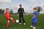 10 May 2010; Republic of Ireland International Kevin Doyle with Wesley Ó Goidín and Lauryn Ní Bhroin from Gaelscoil na Rilte, Dunshaughlin at the recent launch of the Xtra-vision FAI Schools 5-a-Side Provincial Finals. Don’t miss your opportunity to support the schools involved by attending the Provincial and National Finals. The Regional Sports Centre in Waterford play host to the Munster Final on May 12th while the Connacht Final are also scheduled for the same date in the magnificent Shiven Rovers AFC, Newbridge, Galway. The following week sees the Ulster Final in Ballylar FC, Letterkenny and the Leinster Final will be held in the accommodating MDL Grounds in Navan, both on May 19th. The competition reaches its finale with the National Finals taking place in the impressive Leah Victoria Park, Tullamore on May 26th. Home Farm FC, Whitehall, Dublin. Picture credit: Brian Lawless / SPORTSFILE