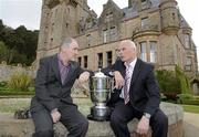 10 May 2010; Tyrone manager Mickey Harte, left, and Antrim manager Liam Bradley at the launch of the Ulster Senior Football & Ladies Football Championships. Belfast Castle, Belfast, Co. Antrim. Picture credit: Oliver McVeigh / SPORTSFILE