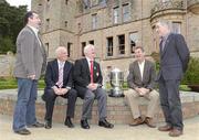 10 May 2010; Monaghan manager Seamus McEnaney, with, from left to right, Antrim manager Liam Bradley, Ulster GAA President Aoghan Farrell, Armagh manager Paddy O'Rourke, and Tyrone manager Mickey Harte at the launch of the Ulster Senior Football & Ladies Football Championships. Belfast Castle, Belfast, Co. Antrim. Picture credit: Oliver McVeigh / SPORTSFILE