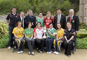 10 May 2010; Pictured at the Ulster Senior Football & Ladies Football Championships Launch are players and officials along with Aogan Farrell, back right, Ulster GAA President. Belfast Castle, Belfast, Co. Antrim. Picture credit: Oliver McVeigh / SPORTSFILE