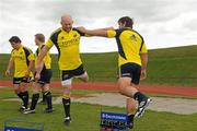 11 May 2010; Munster's John Hayes and Tony Buckley in action during rugby squad training ahead of their Celtic League Semi-Final game against Leinster on Saturday. University of Limerick, Limerick. Picture credit: Pat Murphy / SPORTSFILE