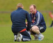 11 May 2010; Munster Head Coach Tony McGahan with Keith Earls, left, during rugby squad training ahead of their Celtic League Semi-Final game against Leinster on Saturday. University of Limerick, Limerick. Picture credit: Pat Murphy / SPORTSFILE