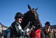 26 April 2016; Jockey Barry O'Neill celebrates after winning the Goffs Land Rover Bumper on Coeur De Lion. Punchestown, Co. Kildare. Photo by Sportsfile