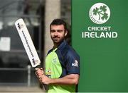 27 April 2016; Cricket Ireland have launched an ambitious five-year plan to become a mainstream sport, with the goal of taking the game to new audiences and beginning to rival the popularity of football, rugby and GAA by 2020. The KPC Group were unveiled at the event as main team sponsor for the next three years as well as headline sponsor of the forthcoming home series against Sri Lanka and Pakistan, and the prestigious Cricket Ireland Awards. In further good news at the event, Irish sports company O'Neills are putting their shirts on further success for the Ireland cricket team by extending their sponsorship deal for a further four years to the end of the decade. Cricket Ireland and O’Neills also revealed plans for an exciting new joint venture between both parties to launch a new online store where people can buy replica kit, leisure wear and cricket equipment and accessories. For more information please see www.cricketireland.ie. Pictured at the launch of the Cricket Ireland Strategic Plan Ireland player Stuart Thompson. Ulster University Jordanstown, Belfast, Co. Antrim. Picture credit: Oliver McVeigh / SPORTSFILE