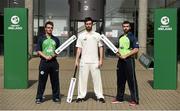 27 April 2016; Cricket Ireland have launched an ambitious five-year plan to become a mainstream sport, with the goal of taking the game to new audiences and beginning to rival the popularity of football, rugby and GAA by 2020. The KPC Group were unveiled at the event as main team sponsor for the next three years as well as headline sponsor of the forthcoming home series against Sri Lanka and Pakistan, and the prestigious Cricket Ireland Awards. In further good news at the event, Irish sports company O'Neills are putting their shirts on further success for the Ireland cricket team by extending their sponsorship deal for a further four years to the end of the decade. Cricket Ireland and O’Neills also revealed plans for an exciting new joint venture between both parties to launch a new online store where people can buy replica kit, leisure wear and cricket equipment and accessories. For more information please see www.cricketireland.ie. Pictured at the launch of the Cricket Ireland Strategic Plan are Ireland Cricketers Andy McBrine, Andrew Balbirnie and  Stuart Thompson . Ulster University Jordanstown, Belfast, Co. Antrim. Picture credit: Oliver McVeigh / SPORTSFILE