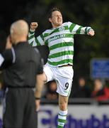 14 May 2010; Gary Twigg, Shamrock Rovers, celebrates after scoring his side's second goal. Airtricity League, Premier Division, UCD v Shamrock Rovers, UCD Bowl, Belfield, Dublin. Picture credit: David Maher / SPORTSFILE
