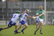 15 May 2010; Martin Finn, London, in action against Paul Murphy and Seamus Loftus, Monaghan. Ulster GAA Hurling Senior Championship Second Round, London v Monaghan, Casement Park, Belfast. Picture credit: Oliver McVeigh / SPORTSFILE