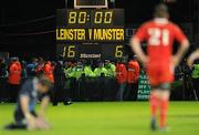 15 May 2010; A general view of the scoreboard at the end of the game. Celtic League Semi-Final, Leinster v Munster, RDS, Dublin. Picture credit: Matt Browne / SPORTSFILE