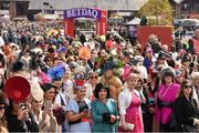 29 April 2016; Attendees look on during the best dressed lady competition. Punchestown, Co. Kildare. Picture credit: Cody Glenn / SPORTSFILE