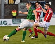 29 April 2016; Karl Sheppard, Cork City, shoots to score his side's first goal. SSE Airtricity League Premier Division, Cork City v St Patrick's Athletic. Turners Cross, Cork.  Picture credit: David Maher / SPORTSFILE