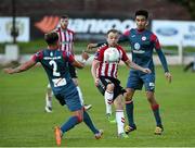 29 April 2016; Keith Ward, Derry City, in action against Toby Adebayo Dowling and Jordan Richards, Sligo Rovers. SSE Airtricity League Premier Division, Derry City v Sligo Rovers. Brandywell Stadium, Derry.  Picture credit: Oliver McVeigh / SPORTSFILE