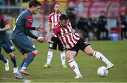 29 April 2016; Rory Patterson, Derry City, in action against Mick Leahy, Sligo Rovers. SSE Airtricity League Premier Division, Derry City v Sligo Rovers. Brandywell Stadium, Derry.  Picture credit: Oliver McVeigh / SPORTSFILE