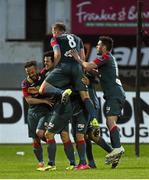 29 April 2016; Raffaele Cretaro, Sligo Rovers, celebrates with team-mates after scoring his side's second goal. SSE Airtricity League Premier Division, Derry City v Sligo Rovers. Brandywell Stadium, Derry.  Picture credit: Oliver McVeigh / SPORTSFILE