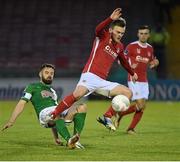 29 April 2016; David Cawley, St Patrick's Athletic, in action against Greg Bolger, Cork City. SSE Airtricity League Premier Division, Cork City v St Patrick's Athletic. Turners Cross, Cork.  Picture credit: David Maher / SPORTSFILE