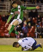 29 April 2016; Danny Morrissey, Cork City, in action against Pat Jennings jr, St Patrick's Athletic. SSE Airtricity League Premier Division, Cork City v St Patrick's Athletic. Turners Cross, Cork.  Picture credit: David Maher / SPORTSFILE