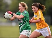 30 April 2016; Stephanie Carroll, Limerick, in action against Aislinn McFarland, Antrim. Lidl Ladies Football National League Division 4 Final, Antrim v Limerick, Clane, Co. Kildare. Picture credit: Matt Browne / SPORTSFILE