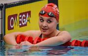 30 April 2016; Rachel Bethel, Lisburn SC, after winning the Women's 400m freestyle preliminary event. Irish Open Long Course Swimming Championships, National Aquatic Centre, National Sports Campus, Abbotstown, Dublin. Picture credit: Cody Glenn / SPORTSFILE