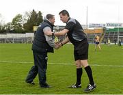 1 May 2016; Clare manager Davy Fitzgerald with referee Brian Gavin before the game. Allianz Hurling League Division 1 Final, Clare v Waterford. Semple Stadium, Thurles, Co. Tipperary. Picture credit: Piaras Ó Mídheach / SPORTSFILE