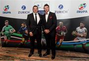 4 May 2016; In attendance at the Zurich IRUPA Rugby Player Awards is Leinster's Mike Ross, left, and Munster's Peter O'Mahony. Hilton by Double Tree, Ballsbridge, Dublin. Picture credit: Ramsey Cardy / SPORTSFILE