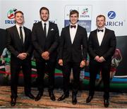 4 May 2016; In attendance at the Zurich IRUPA Rugby Player Awards is Ulster players, from left, Craig Gilroy, Stuart McCloskey, Andrew Trimble and Peter Nelson. Hilton by Double Tree, Ballsbridge, Dublin. Picture credit: Ramsey Cardy / SPORTSFILE