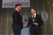 4 May 2016; Leinster's Isaac Boss is interviewed by Liam Toland after winning the Vodafone Medal of Excellence award at the Zurich IRUPA Rugby Player Awards. Hilton by Double Tree, Ballsbridge, Dublin. Picture credit: Ramsey Cardy / SPORTSFILE