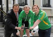 2 June 2010; The Paralympic Council of Ireland today announced Renault Ireland as one of the official sponsors of the 2012 Irish Paralympic team. This historic partnership agreement sees Renualt Ireland becoming the title sponsor of the Team 2012 Training Camps Programme. At the announcement is Eric Basset, MD of Renault Ireland, with Paralympic athletes, Orla Barry, from Cork, athletics, and Michael Delaney, from Dublin, cycling. Mansion House, Dawson Street, Dublin. Picture credit: Brian Lawless / SPORTSFILE