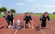 2 June 2010; Sporting Fingal begin their defence of the FAI Ford Cup this Friday when they host Mervue United at Morton Stadium. Pictured are players, from left to right, Shane McFaul, Gary O'Neill and Ger O'Brien, at the media day, ALSAA, Old Airport Road, Co. Dublin. Picture credit: Oliver McVeigh / SPORTSFILE