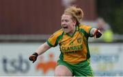 7 May 2016; Amber Barrett, Donegal, celebrates scoring her side's first goal. Lidl Ladies Football National League, Division 2, Final, Donegal v Westmeath. Parnell Park, Dublin. Picture credit: Piaras Ó Mídheach / SPORTSFILE