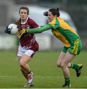7 May 2016; Ciara Blundell, Westmeath, in action against Katy Herron, Donegal. Lidl Ladies Football National League, Division 2, Final, Donegal v Westmeath. Parnell Park, Dublin. Picture credit: Piaras Ó Mídheach / SPORTSFILE