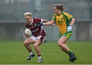 7 May 2016; Leona Archibald, Westmeath, in action against Kate Keeney, Donegal. Lidl Ladies Football National League, Division 2, Final, Donegal v Westmeath. Parnell Park, Dublin. Picture credit: Piaras Ó Mídheach / SPORTSFILE