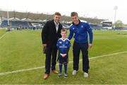 7 May 2016; Leinster's Ian Madigan and Josh van der Flier with matchday mascot Zack Harvey, Tullow RFC and Ardattin National School, at Leinster v Benetton Treviso - Guinness PRO12 Round 22. RDS Arena, Ballsbridge, Dublin. Picture credit: Stephen McCarthy / SPORTSFILE