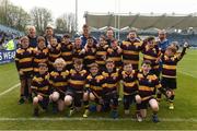 7 May 2016; The Skerries RFC team with Leinster's Ian Madigan and Josh van der Flier prior to the Bank of Ireland's Half-Time Mini Games at Leinster v Benetton Treviso - Guinness PRO12 Round 22. RDS Arena, Ballsbridge, Dublin. Picture credit: Stephen McCarthy / SPORTSFILE