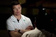 8 June 2010; Ireland captain Brian O'Driscoll speaking during the team naming press conference for their match against New Zealand on Saturday 12th June. Ireland Rugby Squad Press Conference, Crowne Plaza Hotel, Auckland, New Zealand. Picture credit: David Rowland / SPORTSFILE