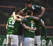 10 May 2016; Garry Buckley, left, Cork City, celebrates with team-mates after scoring his side's first goal. SSE Airtricity League, Premier Division, Bohemians v Cork City. Dalymount Park, Dublin. Picture credit: David Maher / SPORTSFILE