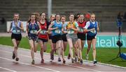 11 May 2016; Runners competing in the Under-16 Girls Mile event. GloHealth Leinster Schools Track & Field Championships, Morton Stadium, Santry, Co. Dublin. Picture credit: Oliver McVeigh / SPORTSFILE