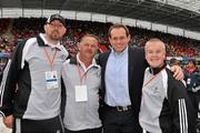 9 June 2010; Former Ireland and Ulster rugby player Simon Best with Ulster athlete Oliver Boyle, coach James Sheehan and athlete Bryan Doran at the Opening Ceremony of the 2010 Special Olympics Ireland Games. Thomond Park, Limerick. Picture credit: Diarmuid Greene / SPORTSFILE