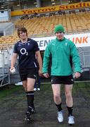 11 June 2010; Ireland's Donncha O'Callaghan, left, and Eoin Reddan make their way out onto the pitch for the squad captain's run ahead of their match against New Zealand on Saturday. Yarrow Stadium, New Plymouth, New Zealand. Picture credit: Ross Setford / SPORTSFILE