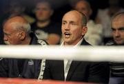 11 June 2010; Barry McGuigan, manager of Carl Frampton, shouts instructions to him during his Super Bantamweight fight with Ian Bailey. Yanjing Beer Fight Night, King's Hall, Belfast. Picture credit: Oliver McVeigh / SPORTSFILE