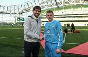 14 May 2016; Pike Rovers' Patrick Mullins is presented with the man of the match award by Aviva's FAI Junior Cup Ambassador Kevin Kilbane. Aviva Stadium, Dublin. Picture credit: Ramsey Cardy / SPORTSFILE