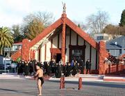 13 June 2010; The Irish rugby team receive a traditional Maori welcome as they arrive in Rotorua ahead of their match against the New Zealand Maori. Tamatekapua Marae, Ohinemutu, Rotorua, New Zealand. Picture credit: Wayne Drought / SPORTSFILE